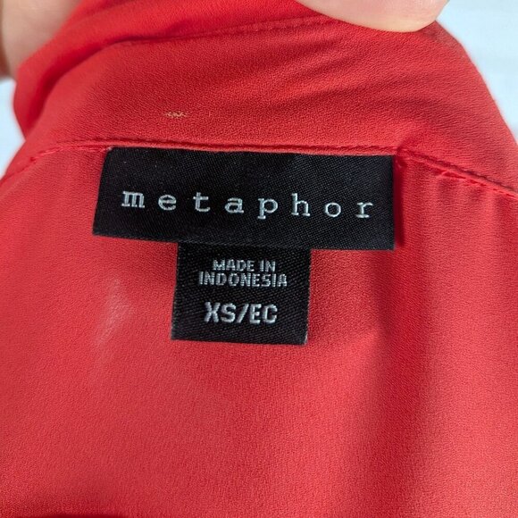 Metaphor Coral Pink Short Sleeve Button Down Top XS - Picture 5 of 6
